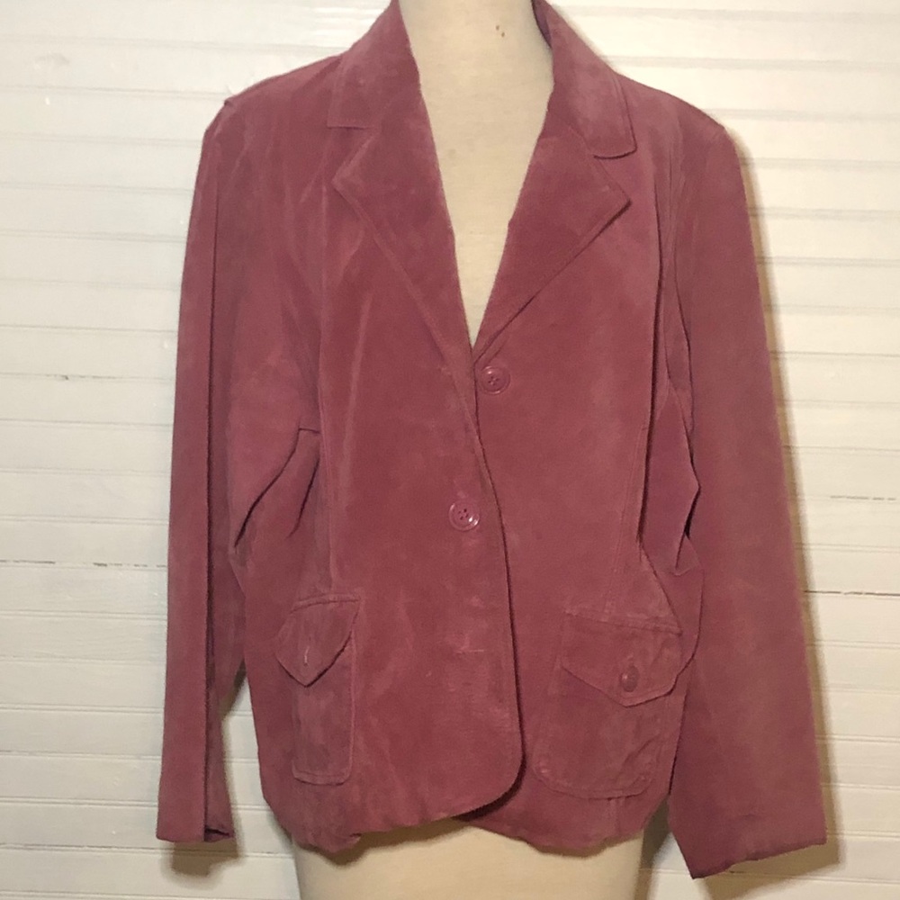 Plus Size Pink Suede Jacket